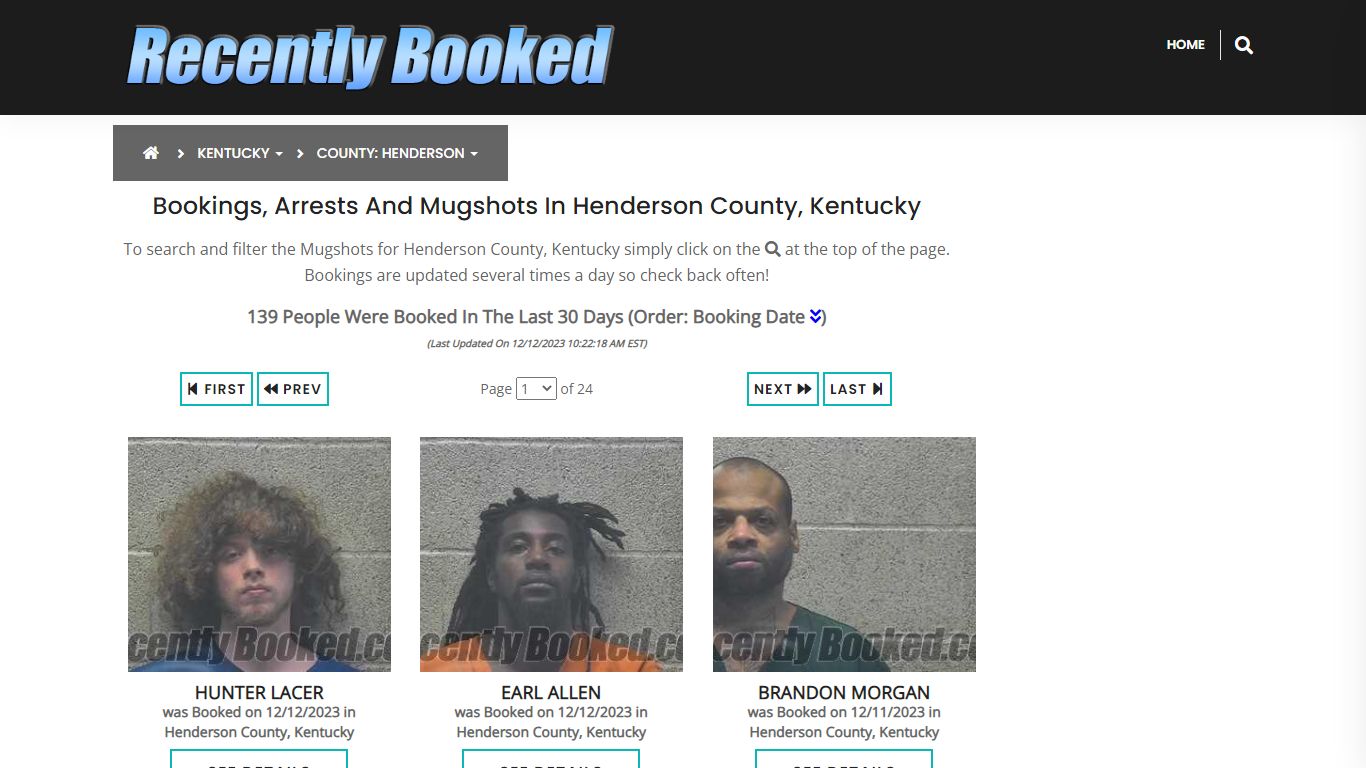 Bookings, Arrests and Mugshots in Henderson County, Kentucky